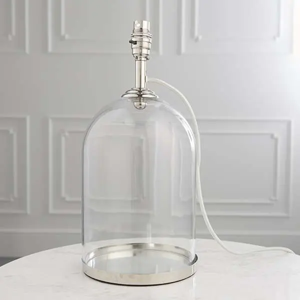 Dinton Clear Glass Table Lamp with Polished Nickel Details