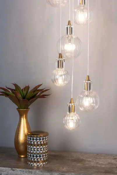 Dita 10 Light Cluster Pendant Brass & Glass