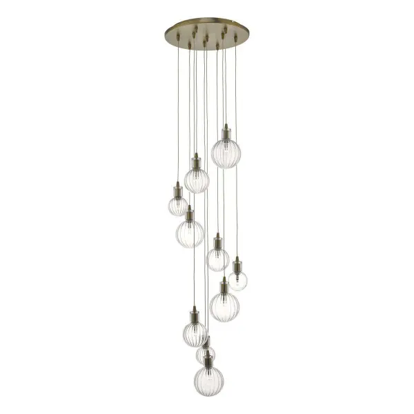 Dita 10 Light Cluster Pendant Brass & Glass