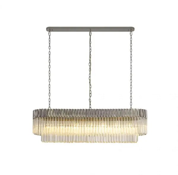 Donard Polished Nickel 7 Light Bar Pendant with Clear Glass