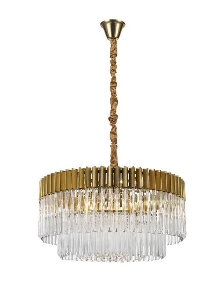 Donard Brass 12 Light Pendant with Clear Glass