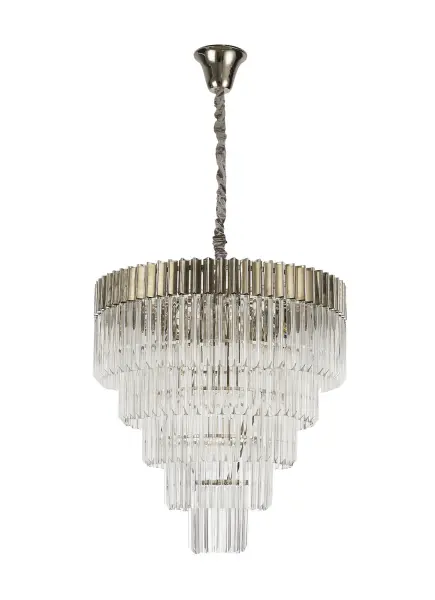 Donard Polished Nickel 19 Light Tiered Chandelier with Clear Glass