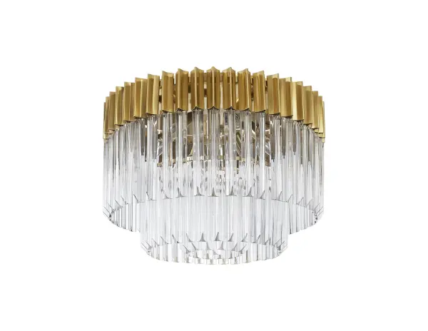 Donard Brass 7 Light Flush Fitting with Clear Glass