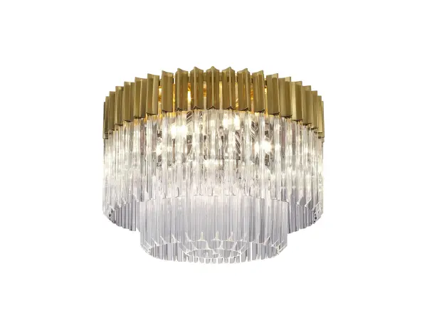 Donard Brass 7 Light Flush Fitting with Clear Glass