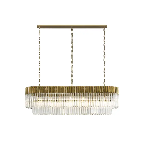 Donard Brass 7 Light Bar Pendant with Clear Glass