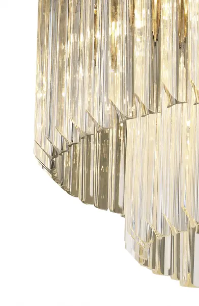 Donard Polished Nickel 12 Light Pendant with Clear Glass