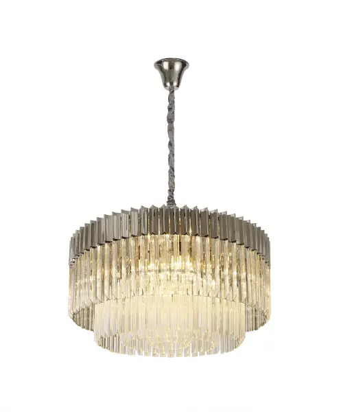 Donard Polished Nickel 12 Light Pendant with Clear Glass