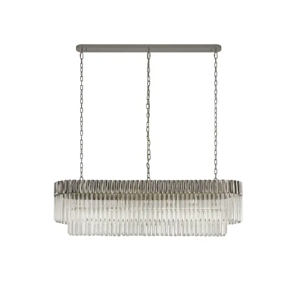 Donard Polished Nickel 7 Light Bar Pendant with Clear Glass