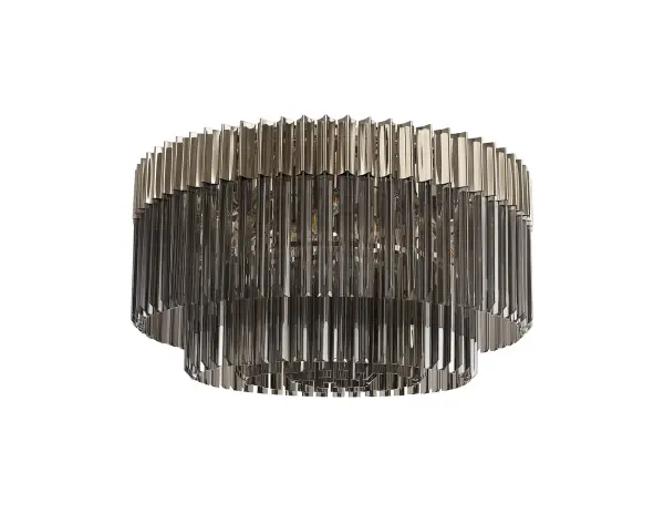 Donard Polished Nickel 12 Light Flush Fitting with Smoked Glass
