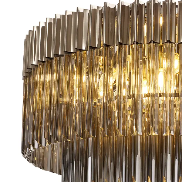 Donard Polished Nickel 12 Light Flush Fitting with Smoked Glass