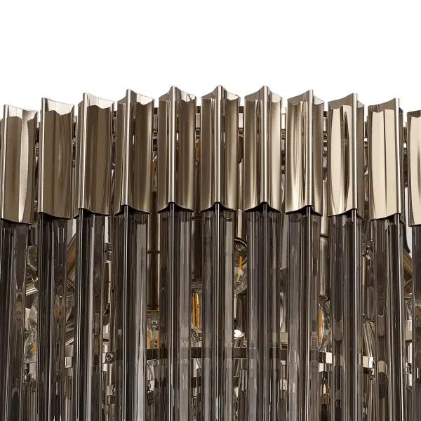 Donard Polished Nickel 12 Light Flush Fitting with Smoked Glass