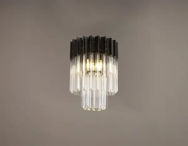 Donard Matt Black 3 Light Flush Fitting with Clear Glass