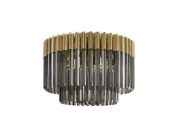 Donard Brass 7 Light Flush Fitting with Smoked Glass