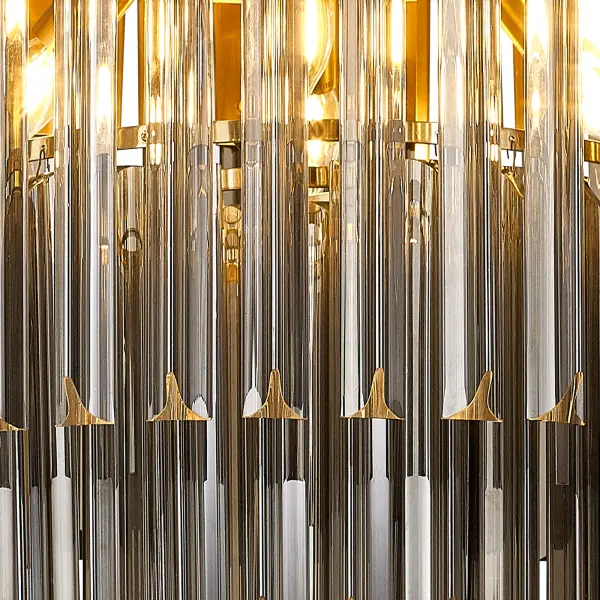 Donard Brass 7 Light Flush Fitting with Smoked Glass