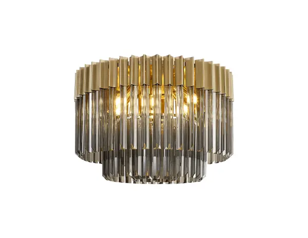Donard Brass 7 Light Flush Fitting with Smoked Glass