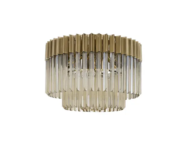 Donard Brass 7 Light Flush Fitting with Cognac Glass