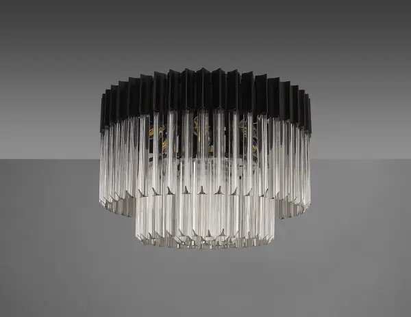 Donard Matt Black 7 Light Flush Fitting with Clear Glass
