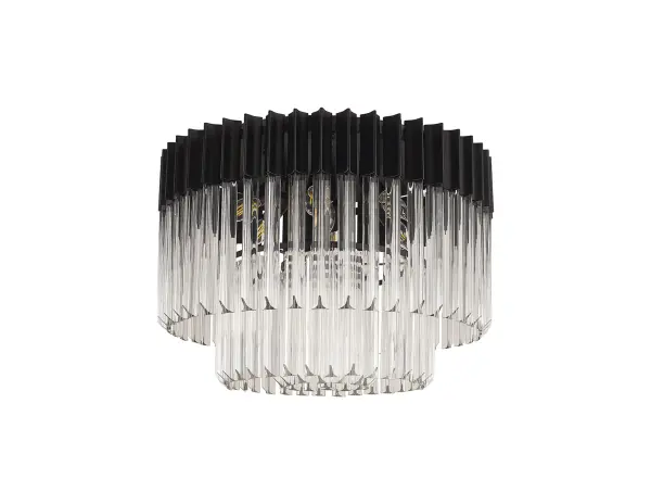 Donard Matt Black 7 Light Flush Fitting with Clear Glass