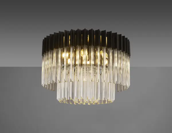 Donard Matt Black 7 Light Flush Fitting with Clear Glass