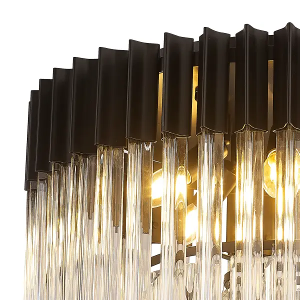 Donard Matt Black 7 Light Flush Fitting with Clear Glass