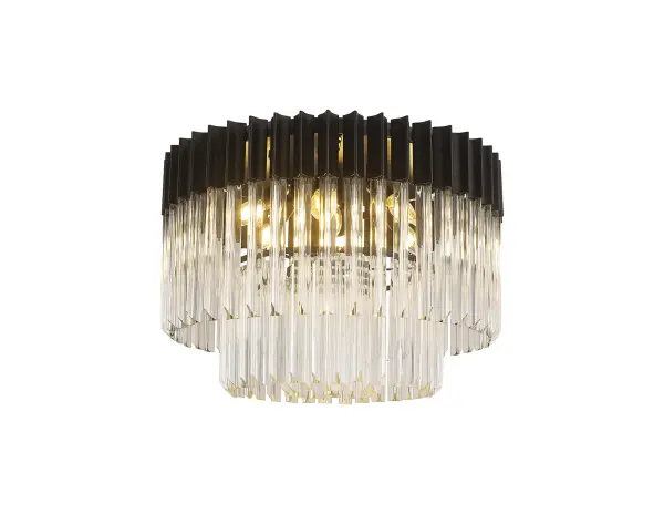 Donard Matt Black 7 Light Flush Fitting with Clear Glass