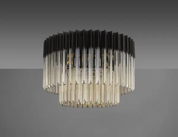 Donard Matt Black 7 Light Flush Fitting with Cognac Glass