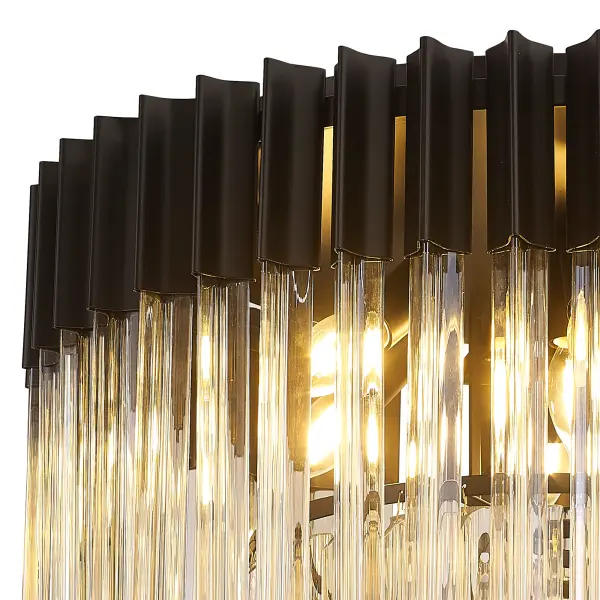 Donard Matt Black 7 Light Flush Fitting with Cognac Glass