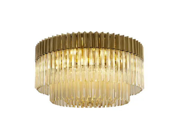 Donard Brass 12 Light Flush Fitting with Cognac Glass