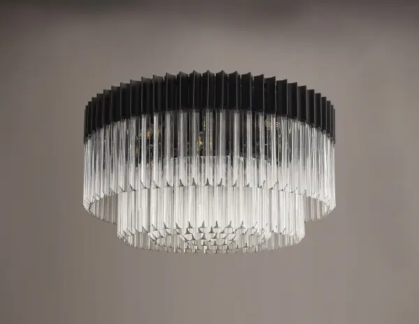 Donard Matt Black 12 Light Flush Fitting with Clear Glass
