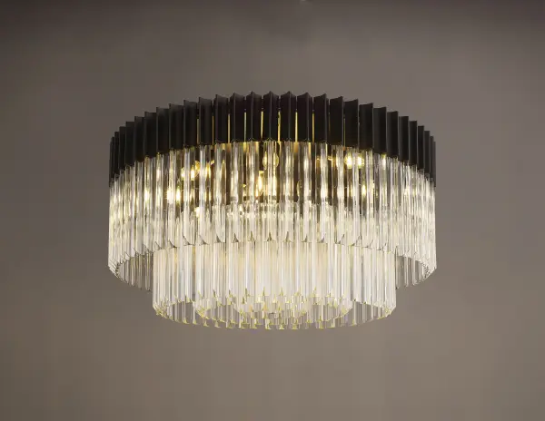Donard Matt Black 12 Light Flush Fitting with Clear Glass