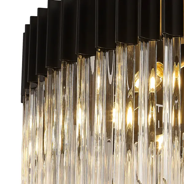 Donard Matt Black 12 Light Flush Fitting with Clear Glass