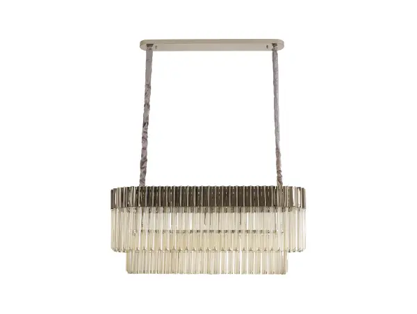 Donard Polished Nickel 5 Light Bar Pendant with Cognac Glass