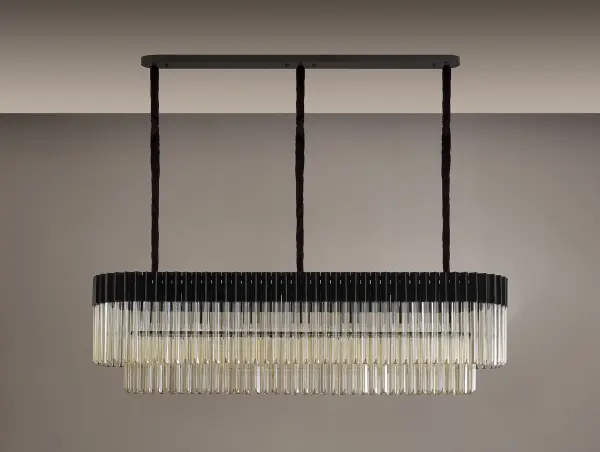 Donard Matt Black 7 Light Bar Pendant with Cognac Glass