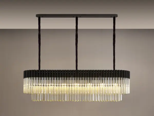 Donard Matt Black 7 Light Bar Pendant with Cognac Glass