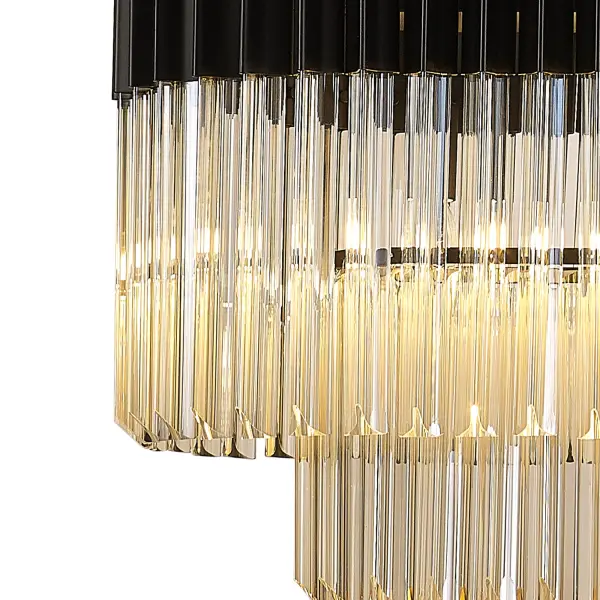 Donard Matt Black 7 Light Bar Pendant with Cognac Glass