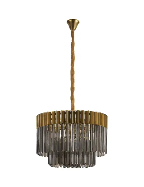 Donard Brass 8 Light Pendant with Smoked Glass