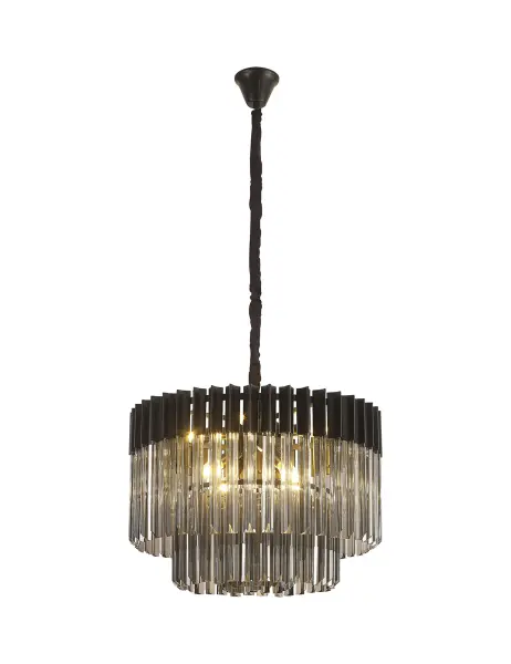 Donard Matt Black 8 Light Pendant with Smoked Glass