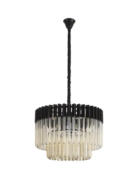 Donard Matt Black 8 Light Pendant with Cognac Glass