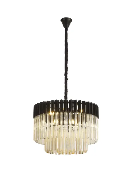 Donard Matt Black 8 Light Pendant with Cognac Glass
