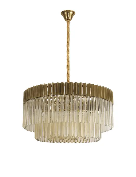 Donard Brass 12 Light Pendant with Cognac Glass