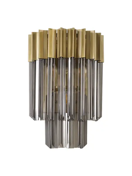 Donard Brass Wall Light with Smoked Glass