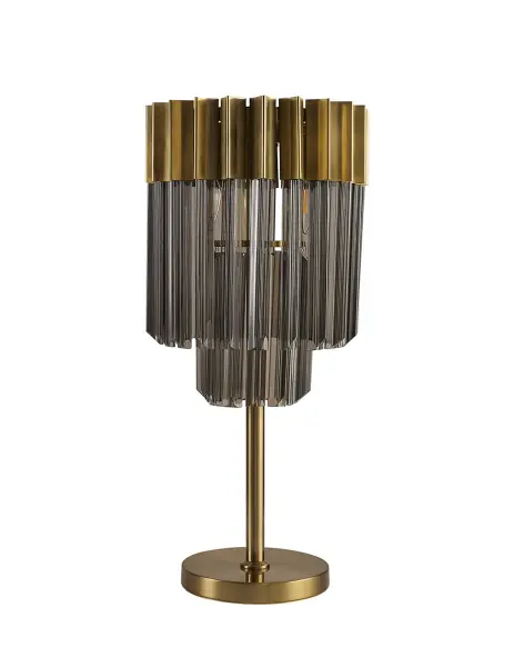 Donard Brass Table Lamp with Smoked Glass