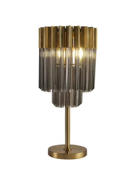 Donard Brass Table Lamp with Smoked Glass