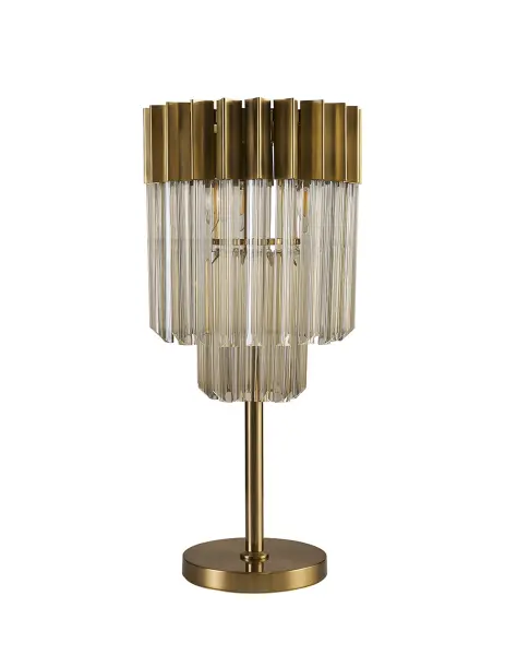 Donard Brass Table Lamp with Cognac Glass