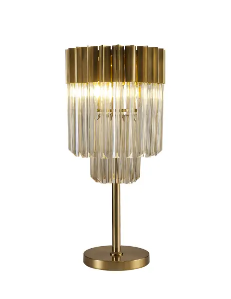 Donard Brass Table Lamp with Cognac Glass