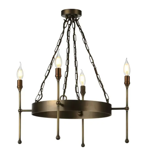 Durrell 4lt Solid Antique Brass Pendant