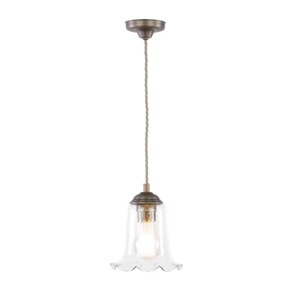 Ebba Antique Brass Single Pendant with Clear Glass
