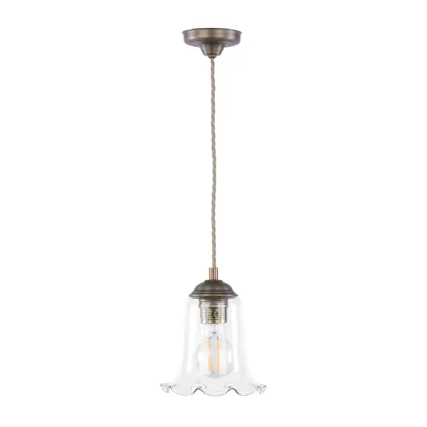 Ebba Antique Brass Single Pendant with Clear Glass