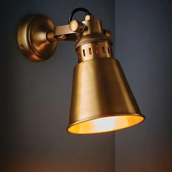 Elms Vintage Wall Light in Antique Solid Brass