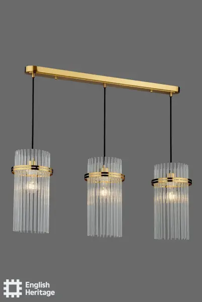 Eltham Antique Gold 3 Light Bar Pendant